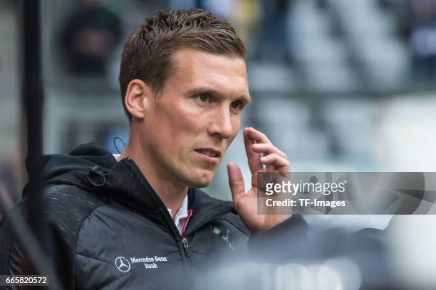 Head coach Hannes Wolf of Stuttgart looks on during the Second Bundesliga match between TSV 1860 Muenchen and VfB Stuttgart at Allianz Arena on April...