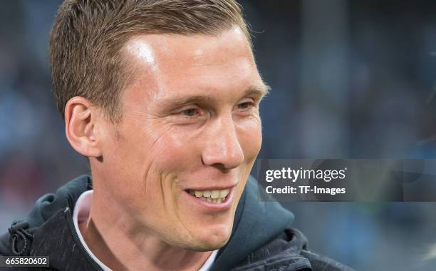 Head coach Hannes Wolf of Stuttgart looks on during the Second Bundesliga match between TSV 1860 Muenchen and VfB Stuttgart at Allianz Arena on April...