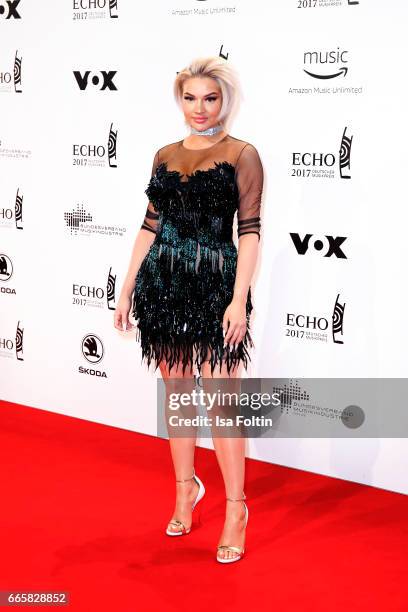 Youtuber and singer Shirin David during the Echo award red carpet on April 6, 2017 in Berlin, Germany.