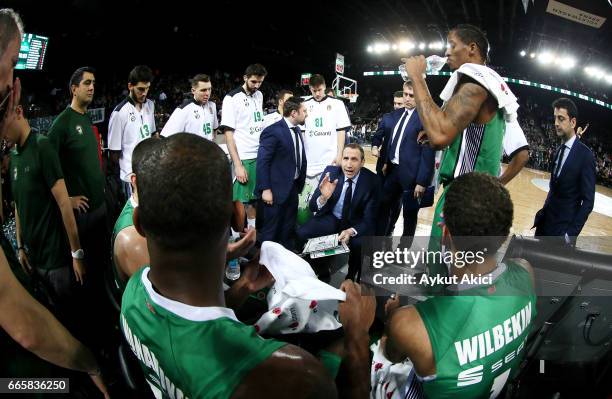 David Blatt, Head Coach of Darussafaka Dogus Istanbul in action during the 2016/2017 Turkish Airlines EuroLeague Regular Season Round 30 game between...