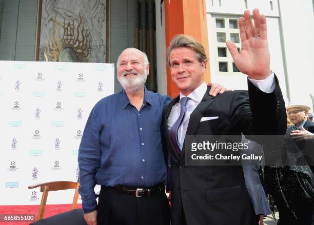 Honoree Rob Reiner and actor Cary Elwes attend the Carl and Rob Reiner Hand and Footprint Ceremony during the 2017 TCM Classic Film Festival on April...