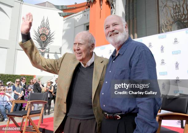 Honorees Carl Reiner and Rob Reiner attend the Carl and Rob Reiner Hand and Footprint Ceremony during the 2017 TCM Classic Film Festival on April 7,...