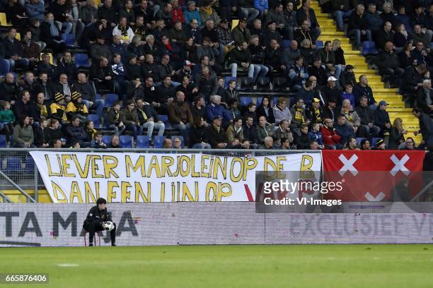 Banner Liever Marjolein op de B, dan een lijn op Vak Pduring the Jupiler League match between NAC Breda and SC Cambuur Leeuwarden at the Rat Verlegh...