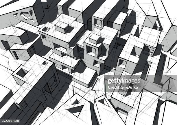 hand drawn black and white architecture - stone house stock illustrations