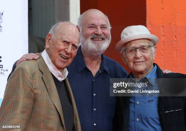 Directors/father & son Carl Reiner and Rob Reiner and writer Norman Lear attend the 2017 TCM Classic Film Festival Carl Reiner and Rob Reiner Hand...