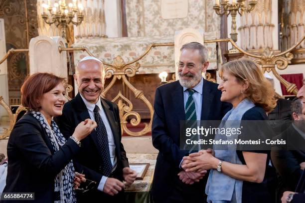Ruth Dureghello, President of the Jewish Community of Rome, Marco Minniti Interior Minister, Riccardo Di Segni Chief Rabbi, Noemi Di Segni president...