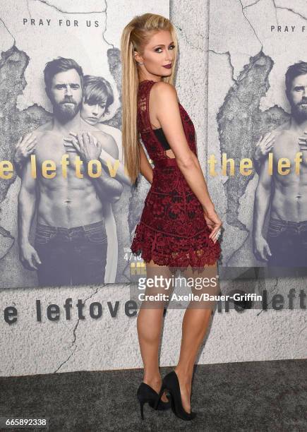 Personality Paris Hilton arrives at the Season 3 Premiere of 'The Leftovers' at Avalon Hollywood on April 4, 2017 in Los Angeles, California.