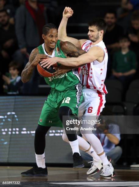 Will Clyburn of Darussafaka Dogus in action against Nemanja Dangubic of FK Crvena Zvezda during the Turkish Airlines Euroleague basketball match...