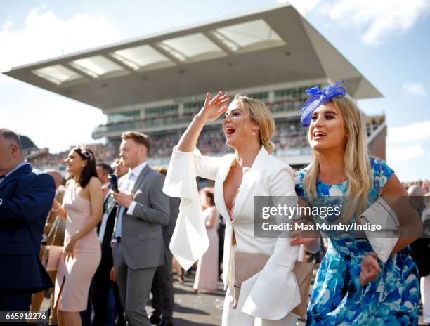 Racegoers attend day 2 'Ladies Day' of the Randox Health Grand National Festival at Aintree Racecourse on April 7, 2017 in Liverpool, England.