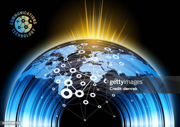 global communications. - earth sunrise stock illustrations