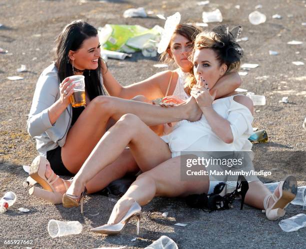 Racegoers attend day 2 'Ladies Day' of the Randox Health Grand National Festival at Aintree Racecourse on April 7, 2017 in Liverpool, England.