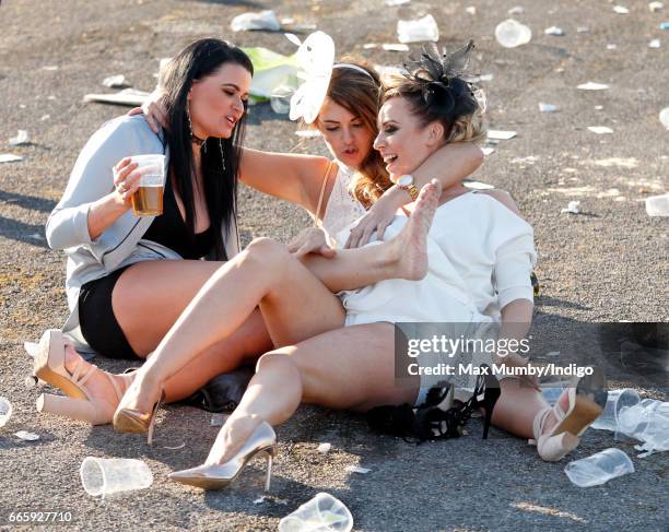 Racegoers attend day 2 'Ladies Day' of the Randox Health Grand National Festival at Aintree Racecourse on April 7, 2017 in Liverpool, England.