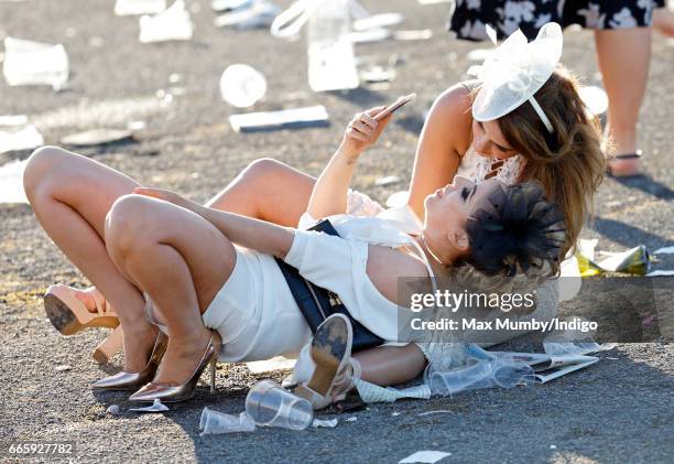 Racegoers attend day 2 'Ladies Day' of the Randox Health Grand National Festival at Aintree Racecourse on April 7, 2017 in Liverpool, England.