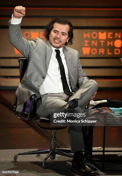 Actor John Leguizamo speaks on stage at the 8th Annual Women In The World Summit at Lincoln Center for the Performing Arts on April 7, 2017 in New...