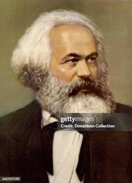 Philosopher Karl Marx poses for a portrait painting in circa 1875.