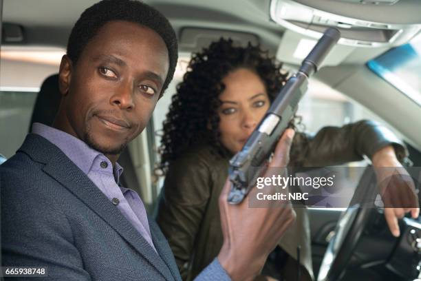 Whitehall" Episode 107 -- Pictured: Edi Gathegi as Matias Solomon, Tawny Cypress as Nez Rowan --