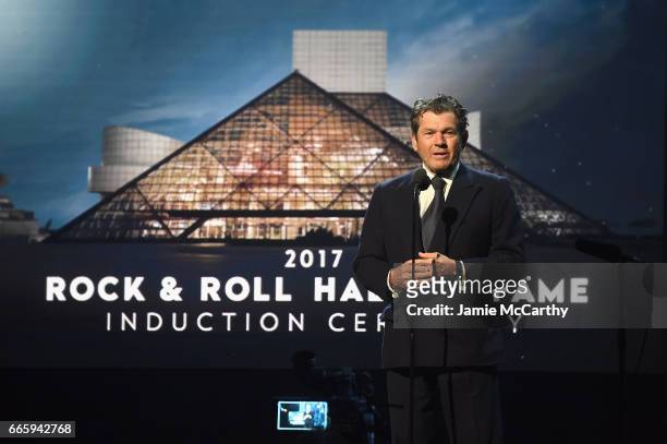 Founder of Rolling Stone magazine and Rock and Roll Hall of Fame Founder Jann Wenner speaks onstage at the 32nd Annual Rock & Roll Hall Of Fame...