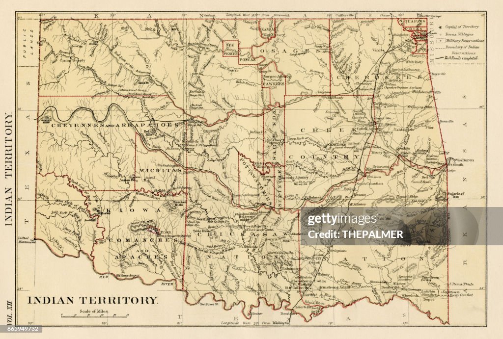 Usa Indian Territories Map 1881 High-Res Vector Graphic - Getty Images