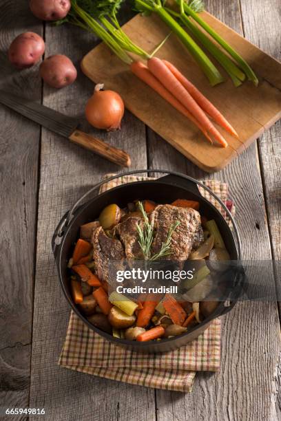 pot roast - roast beef dinner stock pictures, royalty-free photos & images