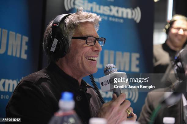 Host at SiriusXM, Mark Goodman speaks as SiriusXM broadcasts live interviews from The Rock And Roll Hall Of Fame Induction Ceremony 2017 on April 7,...