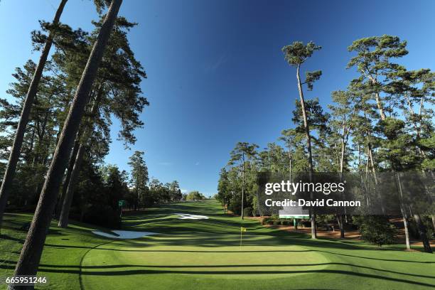 General view of the tenth hole is seen during the second round of the 2017 Masters Tournament at Augusta National Golf Club on April 7, 2017 in...