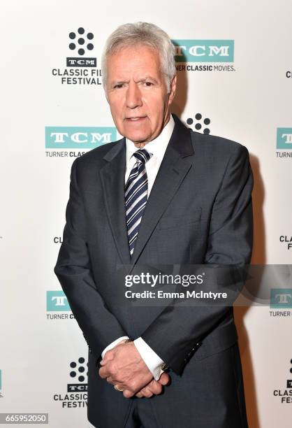 Personality Alex Trebek attends the screening of 'The Bridge on The River Kwai' during the 2017 TCM Classic Film Festival on April 7, 2017 in Los...