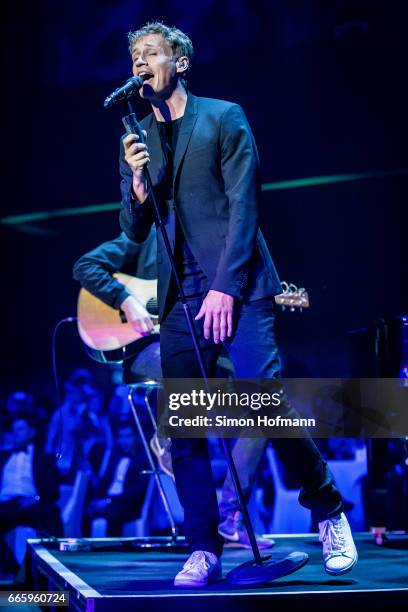 Tim Bendzko performs during the Radio Regenbogen Award 2017 at Europapark on April 7, 2017 in Rust, Germany.