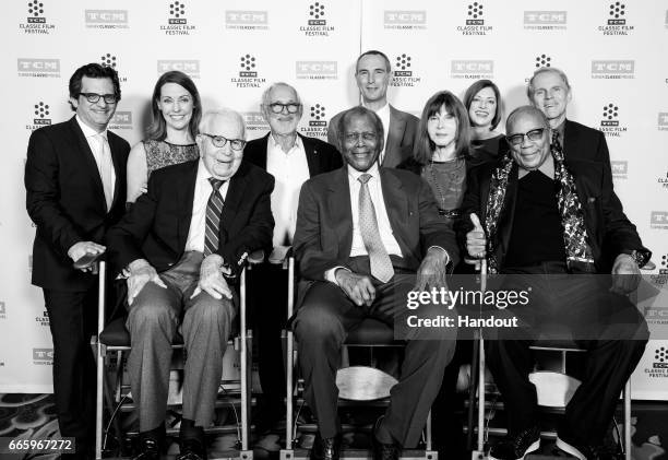 Host Ben Mankiewicz, general manager of TCM Jennifer Dorian, producer Walter Mirisch, director Norman Jewison, actor Sidney Poitier, SVP of...