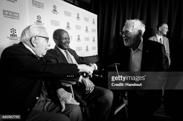Producer Walter Mirisch, actor Sidney Poitier and director Norman Jewison attend the 50th anniversary screening of 'In the Heat of the Night' during...