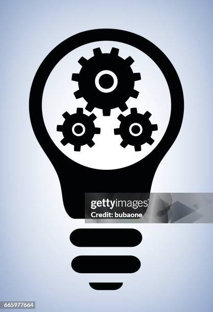 three gears light bulb conceptual vector illustration - three gears stock illustrations