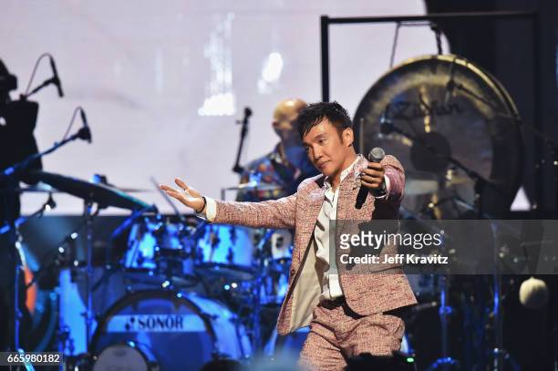 Arnel Pineda performs with 2017 Inductee Journey onstage at the 32nd Annual Rock & Roll Hall Of Fame Induction Ceremony at Barclays Center on April...