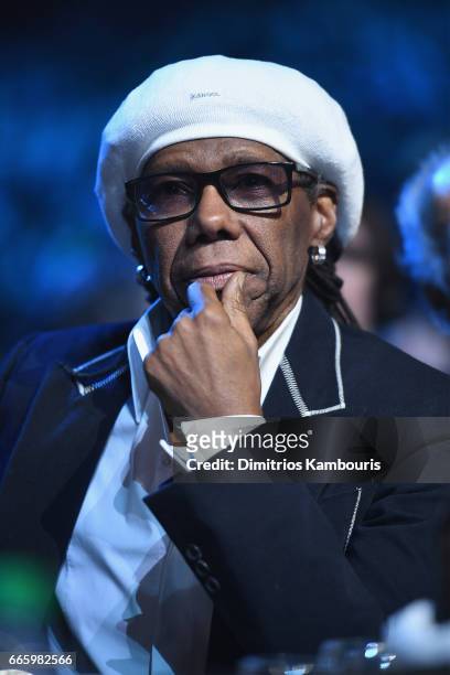 Inductee Niles Rodgers attends the 32nd Annual Rock & Roll Hall Of Fame Induction Ceremony at Barclays Center on April 7, 2017 in New York City. The...