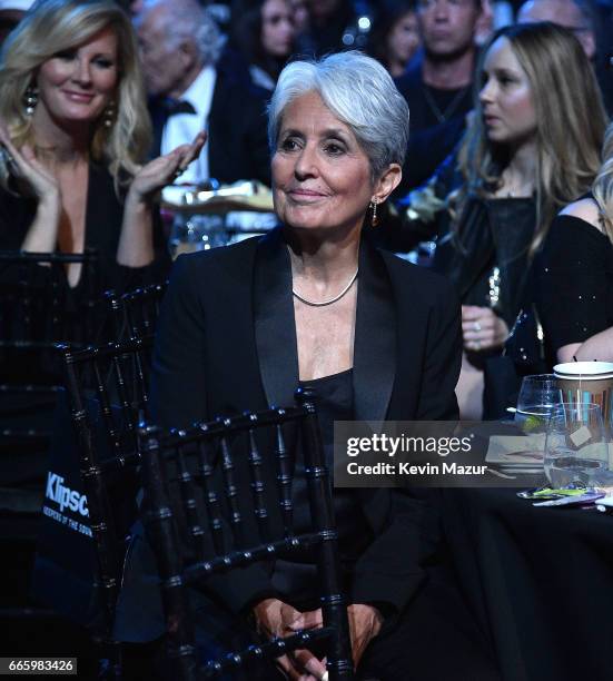 Joan Baez attends 32nd Annual Rock & Roll Hall Of Fame Induction Ceremony at Barclays Center on April 7, 2017 in New York City. The broadcast will...