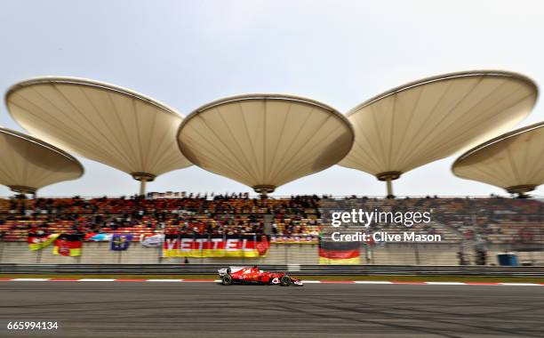 Sebastian Vettel of Germany driving the Scuderia Ferrari SF70H on track during final practice for the Formula One Grand Prix of China at Shanghai...