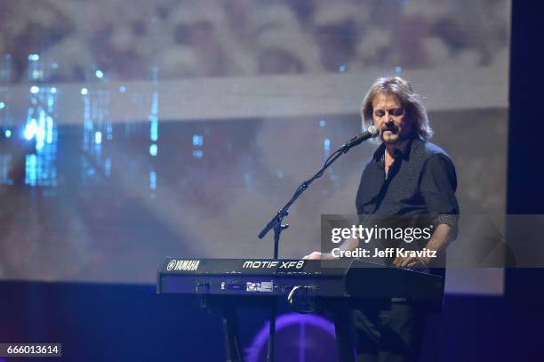 Inductee Gregg Rolie of Journey onstage at the 32nd Annual Rock & Roll Hall Of Fame Induction Ceremony at Barclays Center on April 7, 2017 in New...