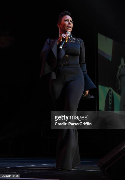 Comedian Sommore performs onstage during "Festival of Laughs" tour at Philips Arena on April 7, 2017 in Atlanta, Georgia.