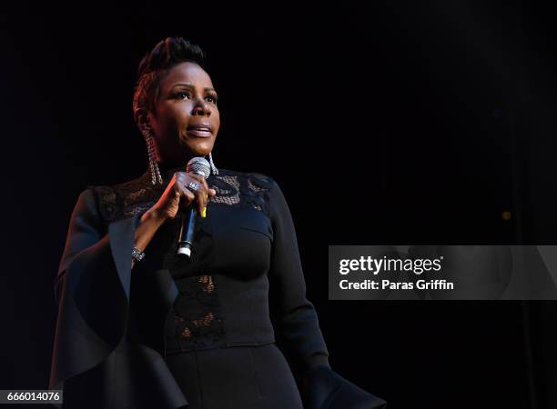 Comedian Sommore performs onstage during "Festival of Laughs" tour at Philips Arena on April 7, 2017 in Atlanta, Georgia.