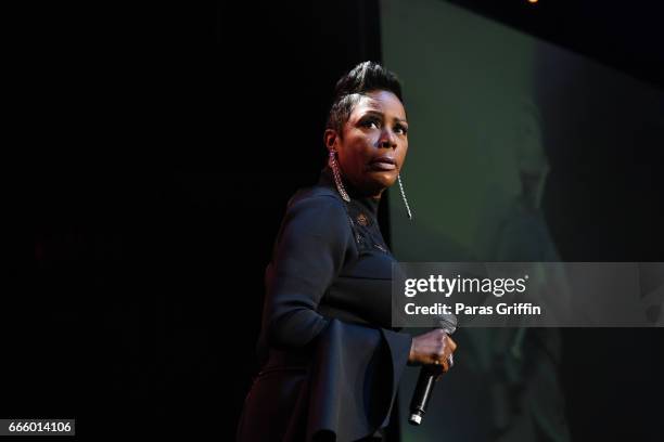 Comedian Sommore performs onstage during "Festival of Laughs" tour at Philips Arena on April 7, 2017 in Atlanta, Georgia.