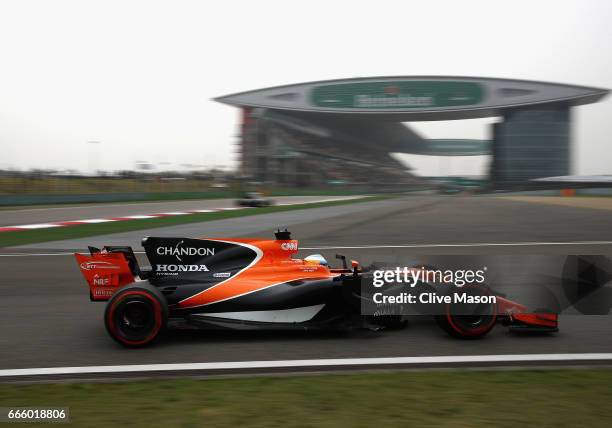 Fernando Alonso of Spain driving the McLaren Honda Formula 1 Team McLaren MCL32 on track during final practice for the Formula One Grand Prix of...