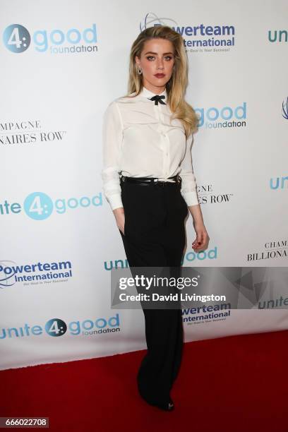 Actress Amber Heard attends the 4th annual unite4:humanity Gala at the Beverly Wilshire Four Seasons Hotel on April 7, 2017 in Beverly Hills,...