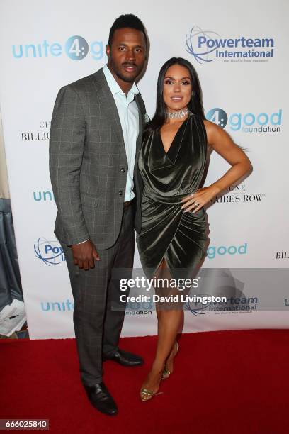 James Anderson and Carissa Rosario attend the 4th annual unite4:humanity Gala at the Beverly Wilshire Four Seasons Hotel on April 7, 2017 in Beverly...