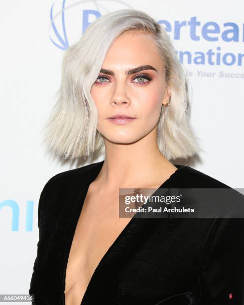 Fashion Model Cara Delevingne attends the 4th annual unite4:humanity gala at the Beverly Wilshire Four Seasons Hotel on April 7, 2017 in Beverly...