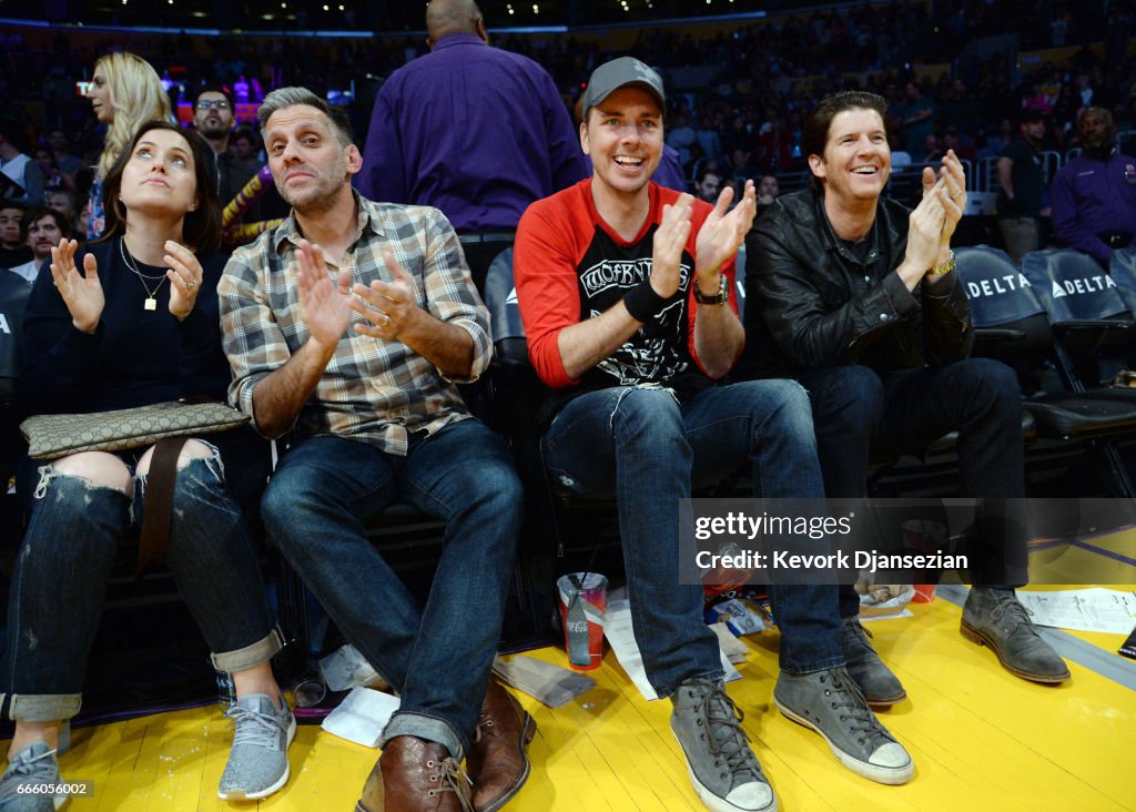 Celebrities At The Los Angeles Lakers Game