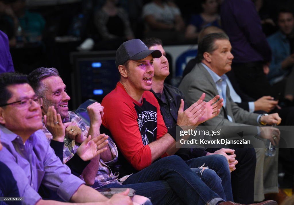 Celebrities At The Los Angeles Lakers Game