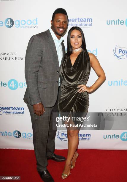 Player James Anderson and Model Carissa Rosario attend the 4th annual unite4:humanity gala at the Beverly Wilshire Four Seasons Hotel on April 7,...