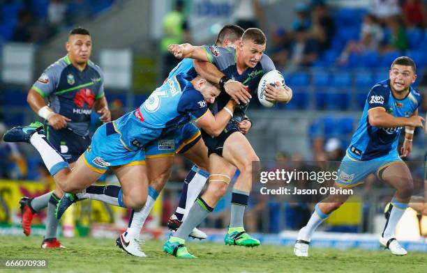 Jack Wighton of the Raiders in action during the round six NRL match between the Gold Coast Titans and the Canberra Raiders at Cbus Super Stadium on...