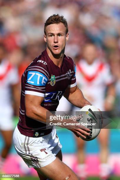 Daly Cherry-Evans of the Sea Eagles runs the ball during the round six NRL match between the Manly Sea Eagles and the St George Illawarra Dragons at...