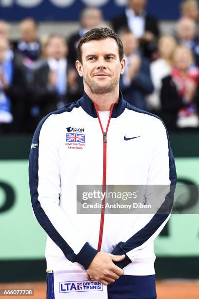 Coach of Great Britain Leon Smith during the Davis Cup match, quarter final, between France and Great Britain on April 7, 2017 at Kindarena in Rouen,...