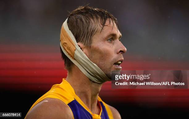 Mark LeCras of the Eagles looks on during the 2017 AFL round 03 match between the Richmond Tigers and the West Coast Eagles at the Melbourne Cricket...