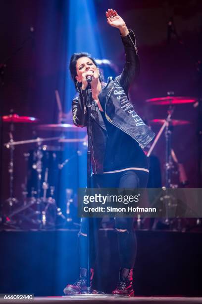 Stefanie Kloss of Silbermond performs during the Radio Regenbogen Award 2017 at Europapark on April 7, 2017 in Rust, Germany.